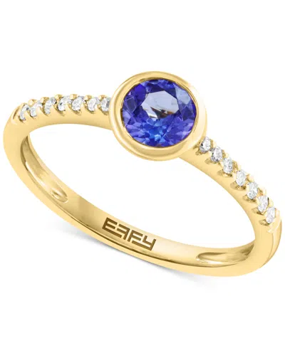 Effy Collection Effy Tanzanite (3/8 Ct. T.w.) & Diamond (1/10 Ct. T.w.) Accent Ring In 14k Yellow Gold