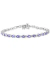 Effy Collection Effy Tanzanite (4-3/4 Ct. T.w.) & Diamond (1/20 Ct. T.w.) Link Bracelet In Sterling Silver In Sterling Silver