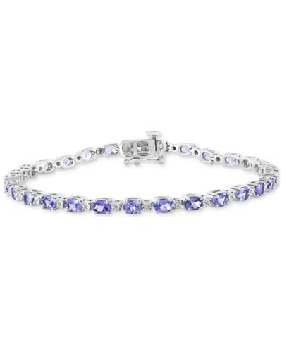 Effy Collection Effy Tanzanite (4-3/4 Ct. T.w.) & Diamond (1/20 Ct. T.w.) Link Bracelet In Sterling Silver