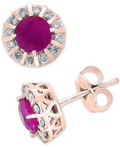 Effy Collection Effy Tanzanite (7/8 Ct. T.w.) & Diamond (1/3 Ct. T.w.) Stud Earrings In 14k Gold (also Available In In Ruby,14k Rose Gold