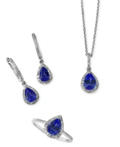 Effy Collection Effy Tanzanite Diamond Pear Halo Jewelry Collection In Sterling Silver