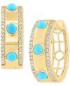 Effy Collection Effy Turquoise (3mm) & Diamond (3/8 Ct. T.w.) Small Hoop Earrings In 14k Gold-plated Silver, 0.72"