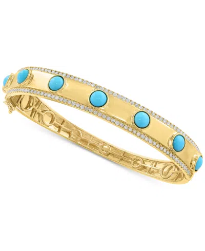 Effy Collection Effy Turquoise & Diamond (1-1/4 Ct. T.w.) Bangle Bracelet In 14k Gold-plated Silver