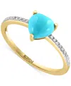 Effy Collection Effy Turquoise & Diamond (1/10 Ct. T.w.) Heart Ring In 14k Gold In Gold