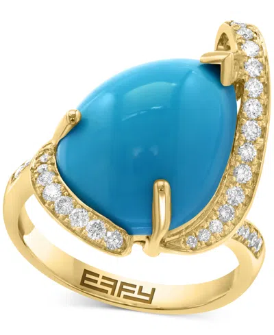 Effy Collection Effy Turquoise & Diamond (1/3 Ct. T.w.) Freeform Ring In 14k Gold
