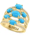 EFFY COLLECTION EFFY TURQUOISE & DIAMOND (1/4 CT. T.W.) MULTIROW STATEMENT RING IN 14K GOLD
