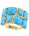 Effy Collection Effy Turquoise & Diamond (1/6 Ct. T.w.) Cushion Cluster Ring In 14k Gold In Turquoise