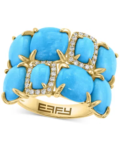Effy Collection Effy Turquoise & Diamond (1/6 Ct. T.w.) Cushion Cluster Ring In 14k Gold