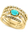 Effy Collection Effy Turquoise & Diamond (1/6 Ct. T.w.) Multirow Ring In 14k Gold In Gold