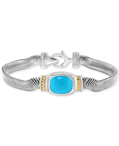 Effy Collection Effy Turquoise Snake Link Statement Bracelet In Sterling Silver & Gold-plate In Multi