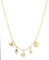 Effy Collection Effy White & Blue Diamond Multiple Charm 18" Pendant Necklace (1/4 Ct. T.w.) In 14k Gold In Gold
