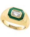 Effy Collection Effy White Topaz (5/8 Ct. T.w.) & Malachite Octagon Ring In 14k Gold-plated Sterling Silver