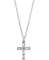 Effy Collection Effy White Topaz Square- & Emerald-cut 18" Cross Pendant Necklace (5-1/10 Ct. T.w.) In Sterling Silv In White Topaz