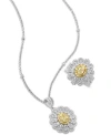 Effy Collection Effy Yellow Diamond White Diamond Flower Ring Necklace Collection In 18k Two Tone Gold In Gold