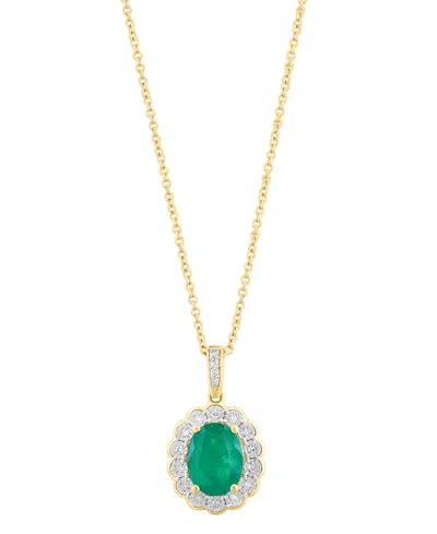 Effy Collection Emerald (1-1/2 Ct. T.w.) & Diamond (1/10 Ct. T.w.) Pendant In 14k White Gold (also Available In Ruby In Multi