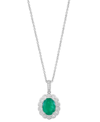 Effy Collection Emerald (1-1/2 Ct. T.w.) & Diamond (1/10 Ct. T.w.) Pendant In 14k White Gold (also Available In Ruby In Multi
