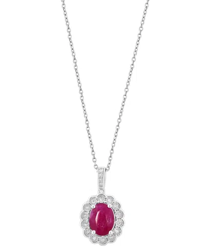 Effy Collection Emerald (1-1/2 Ct. T.w.) & Diamond (1/10 Ct. T.w.) Pendant In 14k White Gold (also Available In Ruby In Red