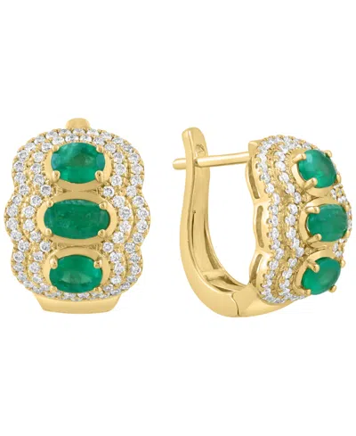 Effy Collection Emerald (1-1/4 Ct. T.w.) & Diamond (5/8 Ct. T.w.) Earrings In 14k Yellow Gold In Gold,green