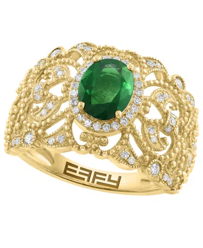 Effy Collection Emerald (1-1/6 Ct. T.w.) & Diamond (1/4 Ct. T.w.) Ring In 14k Yellow Gold