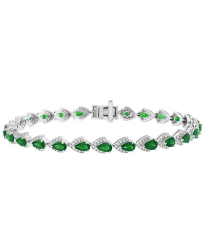 Effy Collection Emerald (5-3/8 Ct. T.w.) & Diamond (7/8 Ct. T.w.) Bracelet In 14k White Gold