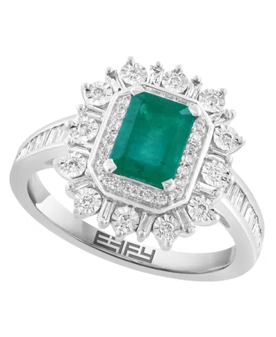 Effy Collection Emerald (7/8 Ct. T.w.) & Diamond (1/2 Ct. T.w.) Ring In 14k White Gold (also Available In 14k Yellow In Green