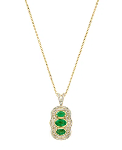 Effy Collection Emerald (7/8 Ct. T.w.) & Diamond (3/8 Ct. T.w.) Pendant Necklace In 14k Yellow Gold