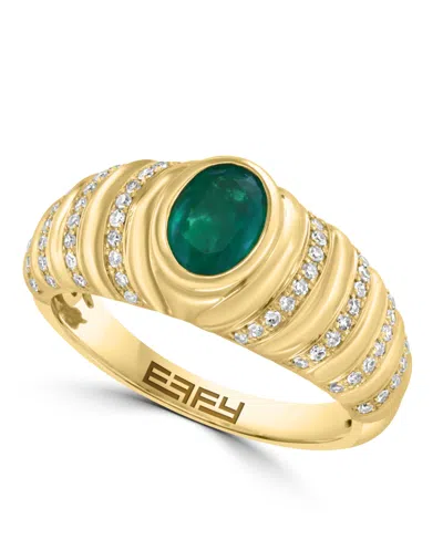 Effy Collection Emerald And Diamond Ring (1/4 Ct. T.w. Diamond, 3/4 Ct. T.w. Emerald) In 14k Yellow Gold