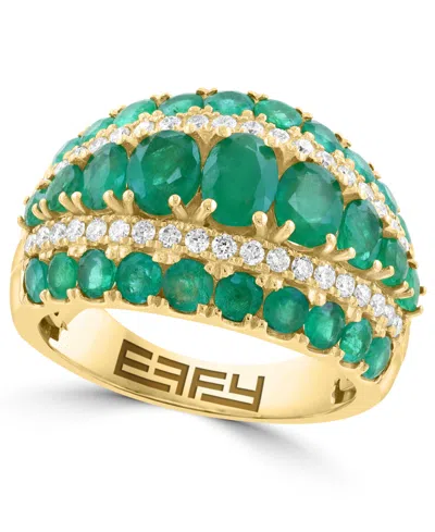 Effy Collection Emerald And Diamond Ring (emerald 2-1/2 Ct. T.w., Diamond 1/3 Ct. T.w.) In 14k Yellow Gold