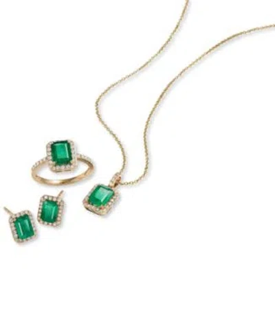 Effy Collection Emerald Diamond Pendant Necklace Stud Earrings Ring In 14k Gold Or 14k White Gold Created For Macys In Yellow Gold