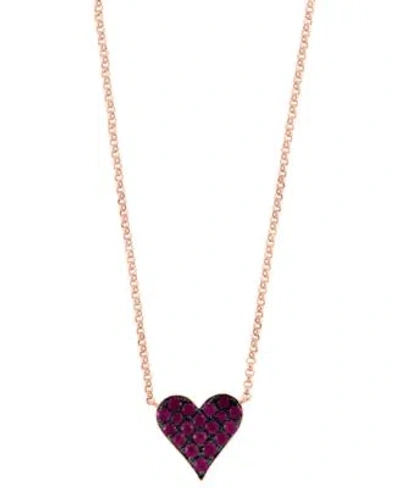 Effy Collection Emerald Ruby Pave Heart Pendant Necklace Collection In 14k Gold Rose Gold In Yellow Gold