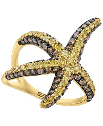 Effy Collection Espresso Diamond (1-1/6 Ct. T.w.) & Yellow Diamond (5/8 Ct. T.w.) Ring In 14k Yellow Gold