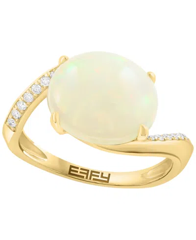 Effy Collection Ethiopian Opal (3-1/3 Ct. T.w.) & Diamond (1/10 Ct. T.w.) Ring In 14k Yellow Gold