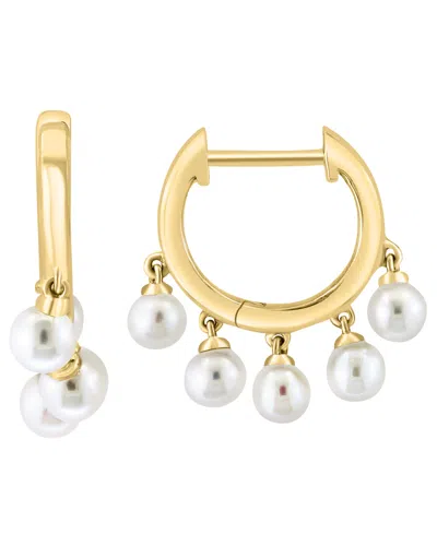 Effy Collection Freshwater Pearl (3mm) Huggie Earrings In 14k Yellow Gold