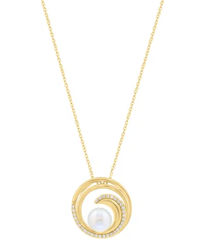Effy Collection Freshwater Pearl (7mm) Pendant Necklace In Gold Over Sterling Silver