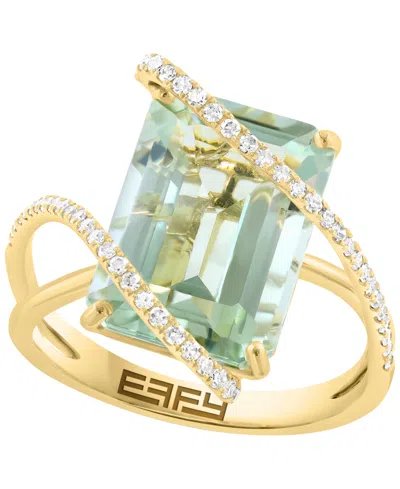 Effy Collection Green Amethyst (6 Ct. T.w.) & Diamond (1/4 Ct. T.w.) Ring In 14k Yellow Gold