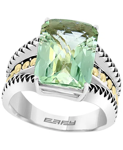 Effy Collection Green Amethyst Ring (9-1/3 Ct. T.w.) In Sterling Silver With 18k Yellow Gold Plating In Multi