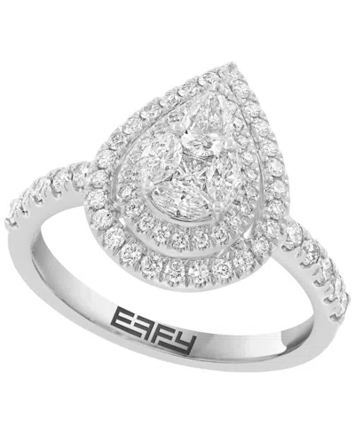 Effy Collection Halo Diamond Ring (7/8 Ct. T.w.) In 14k White Gold In Silver