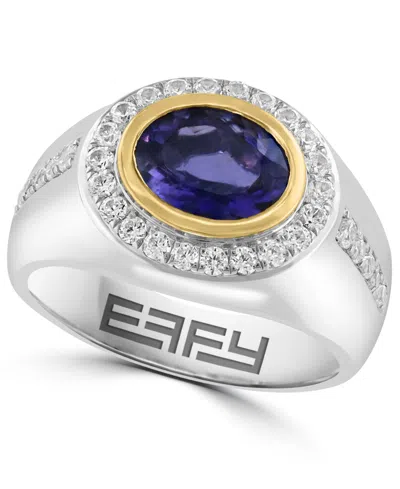 Effy Collection Iolite (2 Ct. T.w.) And White Zircon (1-1/8 Ct. T.w.) Ring In Sterling Silver