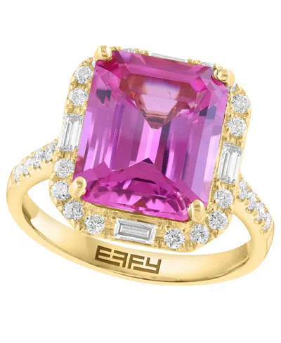 Effy Collection Lab-grown Pink Sapphire (6-7/8 Ct. T.w.) & Diamond (5/8 Ct. T.w.) Ring In 14k Yellow Gold