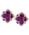 Effy Collection Lavender Rose By Effy Amethyst (6-1/4 Ct. T.w.) And Diamond (1/3 Ct. T.w.) Clover Stud Earrings In 1 In Amethyst