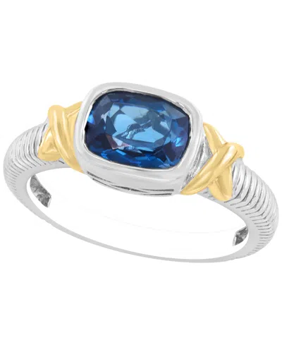 Effy Collection London Blue Topaz (1-1/2 Ct. T.w.) Ring In Sterling Silver With 14k Yellow Gold In Metallic