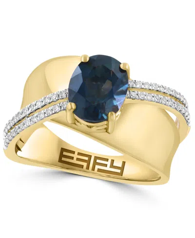 Effy Collection London Blue Topaz (2-1/10 Ct. T.w.) And Diamond (1/6 Ct. T.w.) Ring In Gold Over Silver