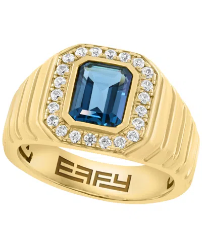 Effy Collection London Blue Topaz (3-1/2 Ct. T.w.) And White Zircon (1-5/8 Ct. T.w.) Ring In Gold Over Silver In Multi