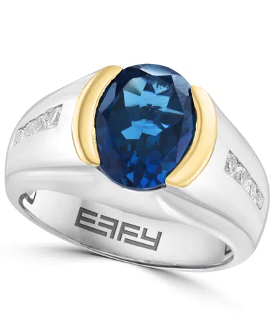 Effy Collection London Blue Topaz (6 Ct. T.w.) And White Zircon (5/8 Ct. T.w.) Ring In 14k Gold Over Sterling Silver In Metallic