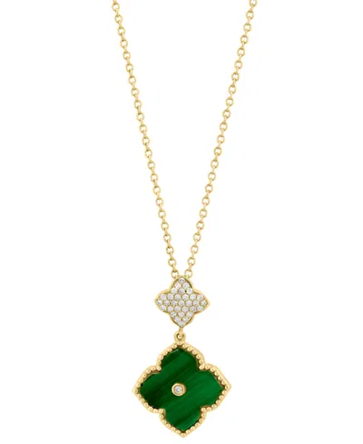 Effy Collection Malachite & Diamond (1/10 Ct. T.w.) Pendant Necklace In 14k Yellow Gold In Green
