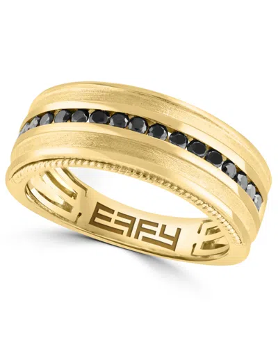 Effy Collection Men's Black Diamond Ring (1/2 Ct. T.w.) In 14k Yellow Gold