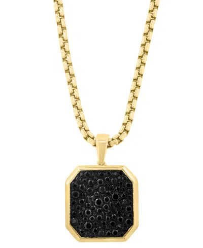 Effy Collection Men's Black Spinel Pendant Necklace (1-5/8 Ct. T.w.) In Gold Over Silver In Multi