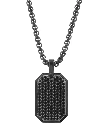 Effy Collection Men's Black Spinel Pendant Necklace (1-7/8 Ct. T.w.) In Silver And Titanium