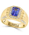 Effy Collection Men's Diamond (1/2 Ct. T.w.) And Tanzanite (1-1/3 Ct. T.w.) Ring In 14k Yellow Gold In Gold
