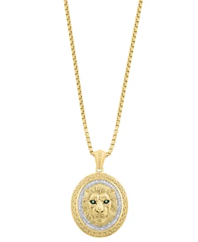Effy Collection Men's Diamond (1/3 Ct. T.w.) & Tsavorite (0.01 Ct. T.w.) Pendant Necklace In 14k Gold-plated Sterlin
